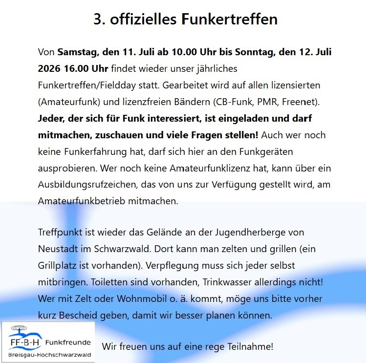 Funkertreffen 2026 im Südschwarzwald!